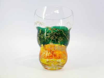 Vase Glasvase Glas Kunst handbemalt ähnlich Salvador Dali 20,5 cm hoch
