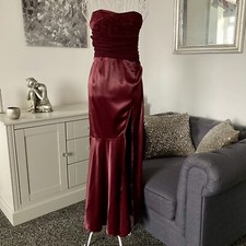 Unique21 Burgundy Silky Mesh Bandeau Contrast Side Slit Bodycon Maxi Dress 14