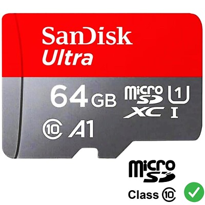 Speicherkarte MicroSD Class 10 SanDisk Ultra 64GB komp. für Kamera Lamax, Rollei