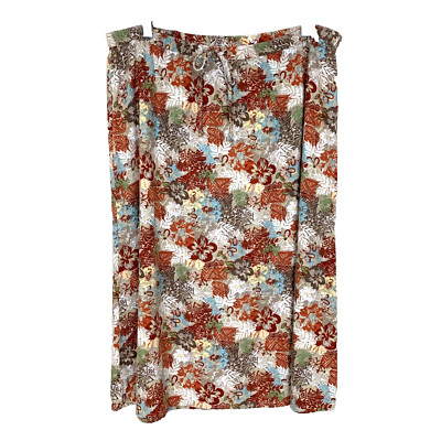 Christopher & Banks Womens M Linen Blend Skirt Tropical Midi Tan Beachy Floral