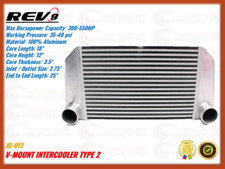 Rev9 Universal Aluminum V-mount Intercooler Type 2 300-550hp 2.75 Inlet Outlet Rev9 Universal Aluminum V-mount Intercooler Type 2 300-550hp 2.75 Inlet Outlet