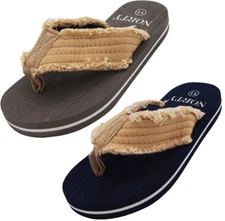 NORTY Boy's Lightweight Canvas Strap Thong Flip Flop Everyday Beach Pool Sandal