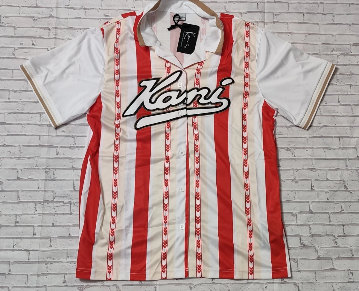 Karl Kani Originals Block White - Maglietta Uomo In 100% Cotone, Girocollo, Con Logo Ricamato
