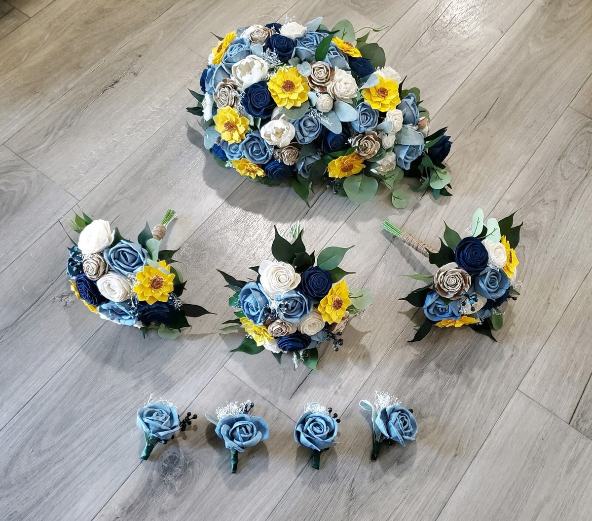 navy bridesmaid dresses with sunflower bouquets Stunning Bridesmaid Dress with Sunflowers