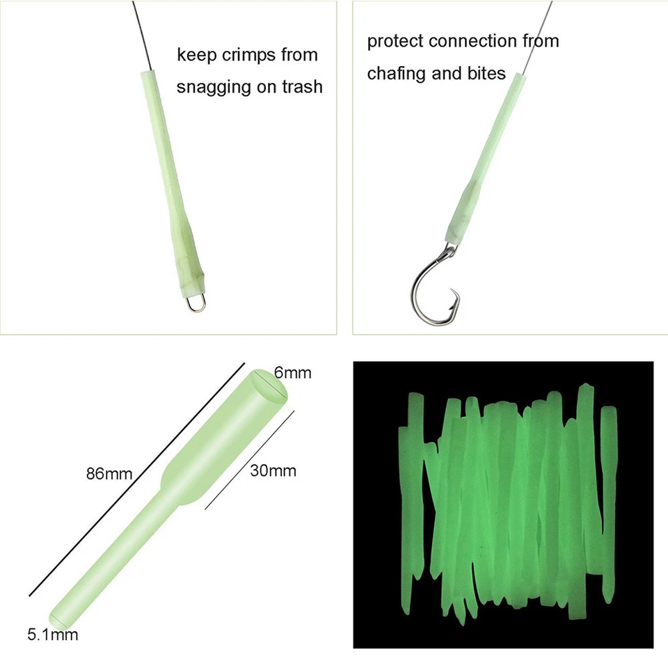 Protector Crimpado Manga Brillante Verde 3.3" Gota Profunda Luminosa Accesorios de Pesca Foto 2 de 4