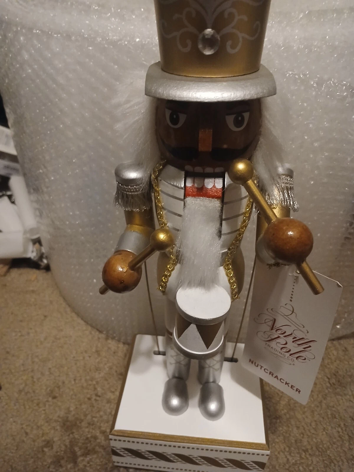 North Pole Trading Company Drummer Nutcracker, Tested, Works, Good Shape (Read)