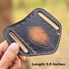 Leaf Engraved Leather Sheath for Buck 110 Pocket Folding Knife Pouch Belt Sheath