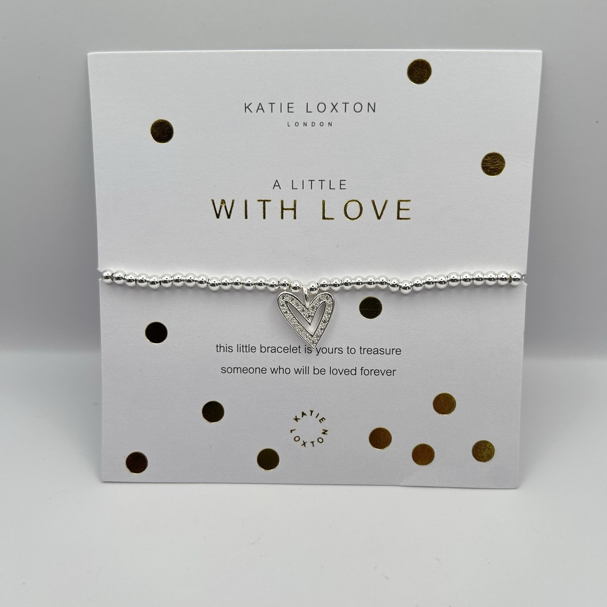 Katie Loxton London -With Love-Silver Plated Stretch Bracelet-NEW