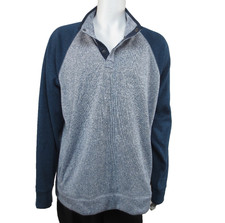 Sonoma Mens Super Soft Quarter-Snap Pull Over Sweater Fleece Gray Blue Small
