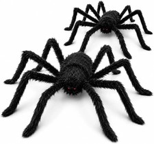 Giant Hairy Halloween Spiders, Set of 2 with Bendable Legs
