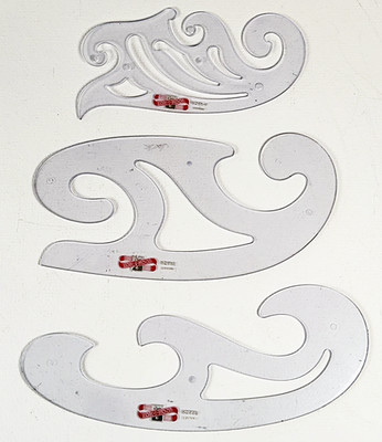 Lot of 3 Vintage Koh-I-Noor French Curve Artist Drafting Drawing Templates