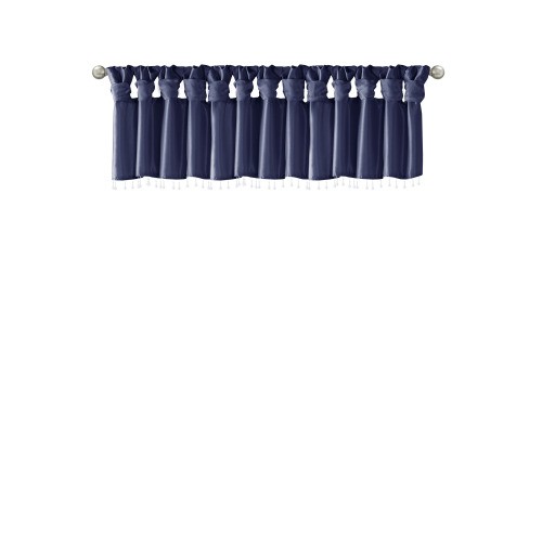 Cenefa ligera de imitación de seda KA con cuentas azul marino 50x26", lavable a máquina - Imagen 3 de 4