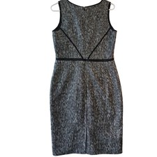 Ann Taylor Dress Sleeveless Black Gray Silver Chic Classic Size 6 Office