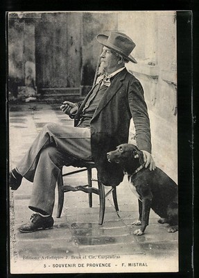Frederic Mistral with Dog, Postcard 