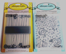 2 NEW Ultimate Crafts A2 EMBOSSING FOLDERS Daisy Message  Cottage Roses in Pkg