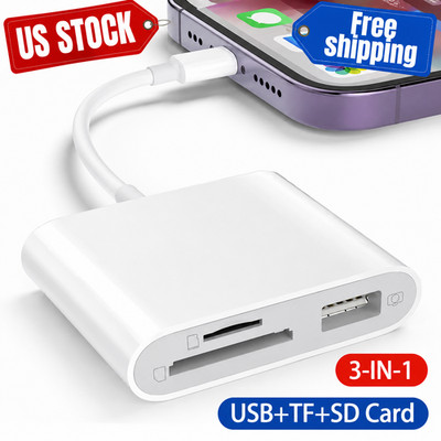 3 in 1 SD TF Card Reader for iPhone Lightning Memory Card Adapter iOS