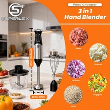 SUPERLEX 3 in 1 Hand Blender Food Mixer Stick Set Processor Whisk Chopper Fruit