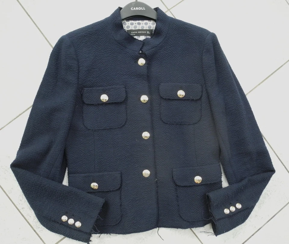 Veste ZARA bleu marine L / 40 boutons dorés, style couture - Photo 4/4