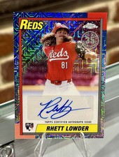 2025 Topps Series 1 RHETT LOWDER RC /299 AUTO 1990 Topps CHROME Silver MOJO Reds