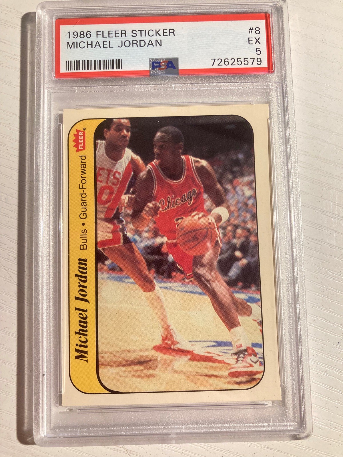 1986 Fleer Sticker Michael Jordan Bulls Excellent PSA 5