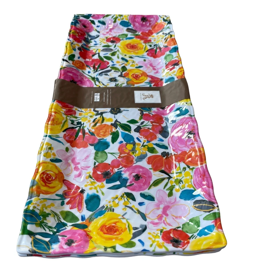 Rachel Ashwell Spring Floral Large Melamine Serving Tray Platter 19x8 NEW - Image 4 of 4