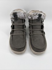 Hey Dude Women  s Ankle Boots Suede Faux Fur Gray Eloise Size 8
