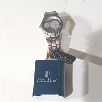 Philip Persio Quartz Dual Hour #3 Stainless Steel Unisex  Brand New