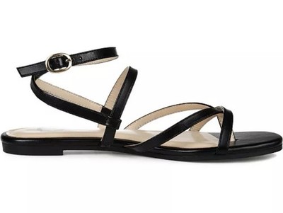 Journee Collection Women's Serissa Strappy Flat Sandals Black Size 8 M