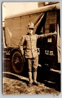 World War 1 - U.S.A. Military - Posing Near Transport / Supply Vehicle - Photo