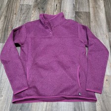 Eddie Bauer Sweatshirt Womens Medium Purple Fleece Mock Neck 1/4 Button