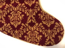 Vintage Christmas Needlepoint HEARTS  Stockin...