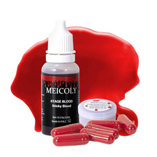 0.5OZ Edible Fake Blood with 6 Packs Empty Capsules,Washable Stage Blood Sangre