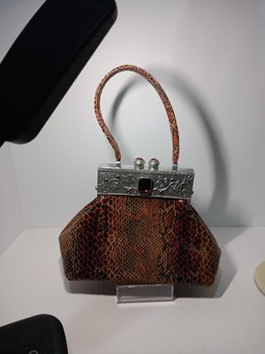 James Culver Vintage Moulin Rouge Tan Amber Jeweled Leather Purse Suede Lined