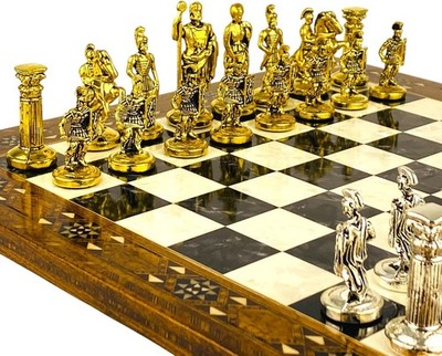 Chess Set Roman Handmade Empire Solid Wooden Inlaid Board - Christmas Gift  