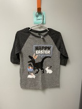 Boys Instant Message Gray/Black Dinosaur Easter Short Sleeve Tee - Size 4T