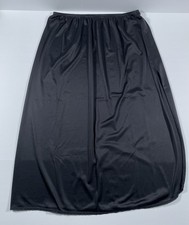Classic Half Slip SIZE 32" XL/44 Black Nylon Slit VASSARETTE Vtg Long Length 30"