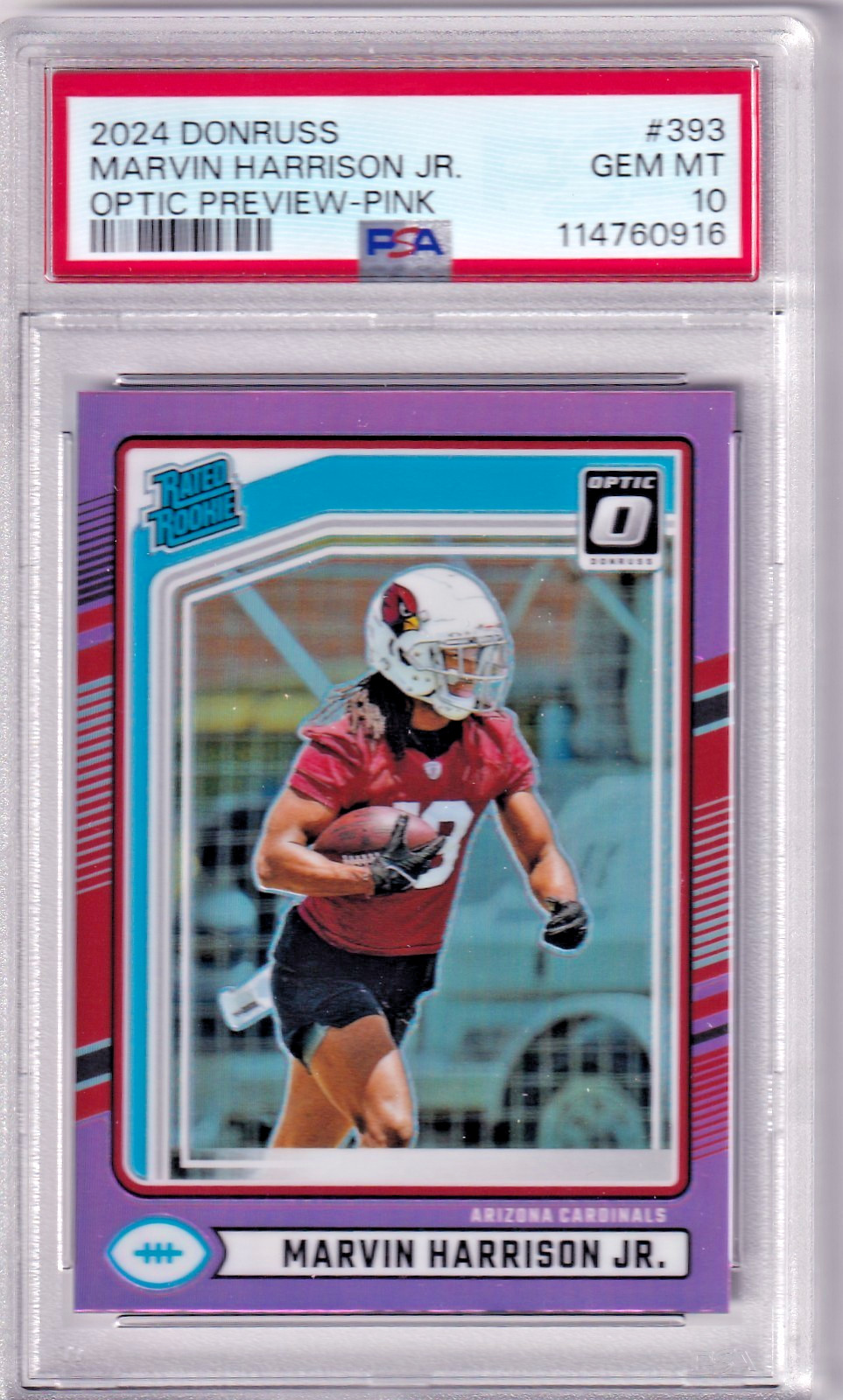 Marvin Harrison Jr. 2024 Panini Donruss #393 Optic Preview Pink (RC)  PSA 10