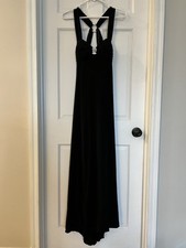 Long Black Evening Gown Size 6 Betsy Adam Rhinestone