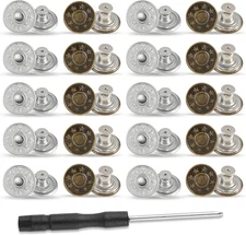 20 PCS Jeans Buttons No Sew Jean Button Replacement for Loose Jeans 20Mm