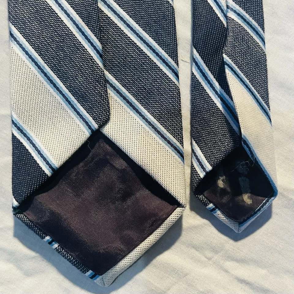 Corbata Damon vintage a rayas azul, negra, plateada Foto 4 de 4