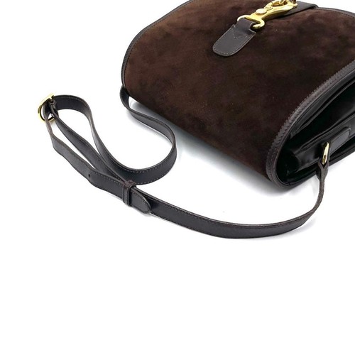 GUCCI Vintage Y2K Suede Leather Shoulder Crossbody Bag Dark Brown Gold  Auth - Picture 7 of 24