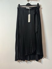A.W.A.K.E Mode Label Mix Black Midi A Line Pleated Skirt Wrap Style Size 12 BNWT
