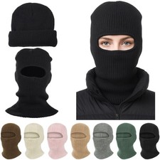 2 in 1 Balaclava Ski Mask Beanie Winter Windproof Thermal Knitted Full Face Mask