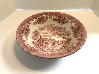 Churchill THE BROOK Pink Red Serving Bowl Round England  9 