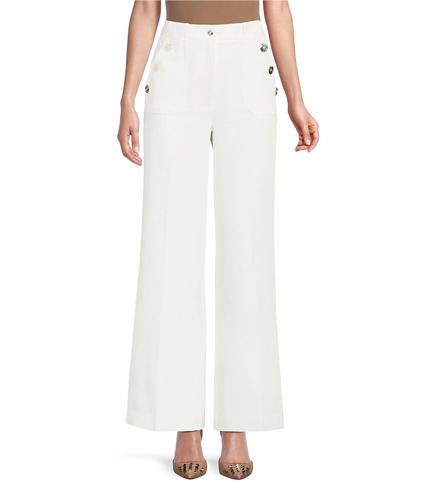 Tommy Hilfiger Womens High Rise Sailor Wide Leg Loose Dress Pants