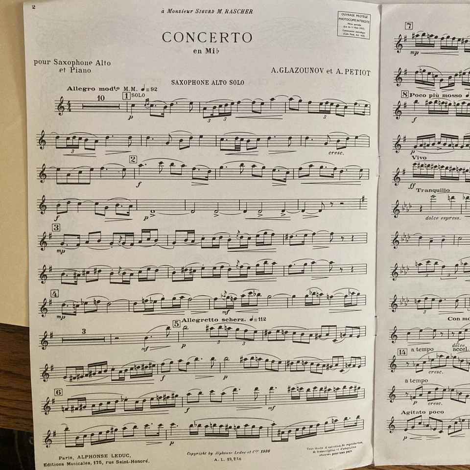 Glazounov Concerto for Alto Saxophone and Piano - Image 2 of 3