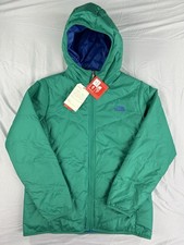 NWT The North Face Jacket Girls XL 18 Green Blue Reversible Puffer Hooded Coat