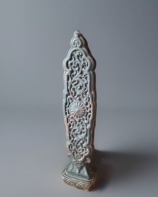 Antique Bronze Wax Seal Desk Stamp   Ornate Floral Scrollwork   19th C.