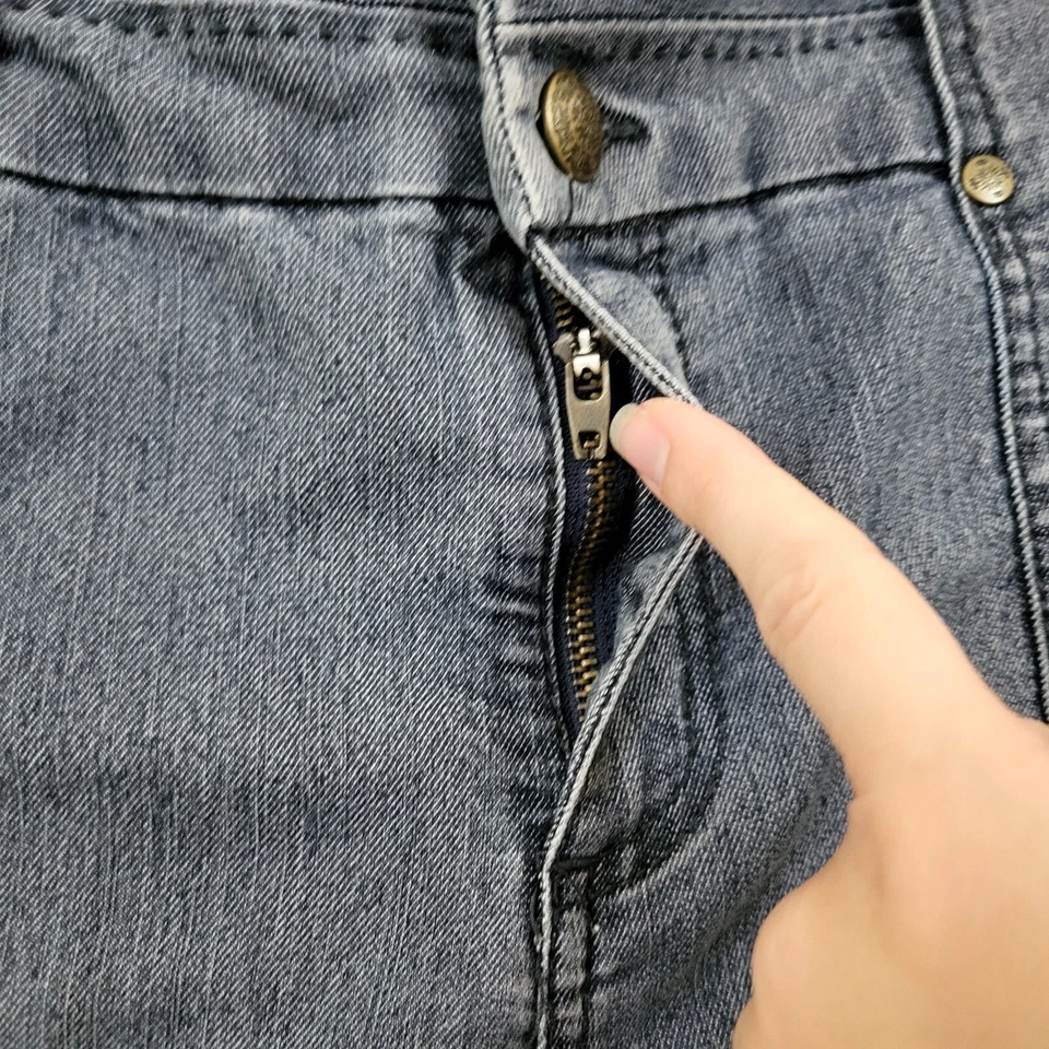 Pantalones Cortos de Granero de Vestido para Mujer Talla 14 Bolsillos de tiro medio 6" Entrepierna Cremallera Denim Gris Foto 4 de 4