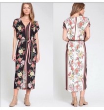 DRA Anthropologie Floral Maxi Dress w/ Waist Tie Size Medium GUC
